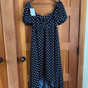 Chelsea28 High-low Navy Dot Dress